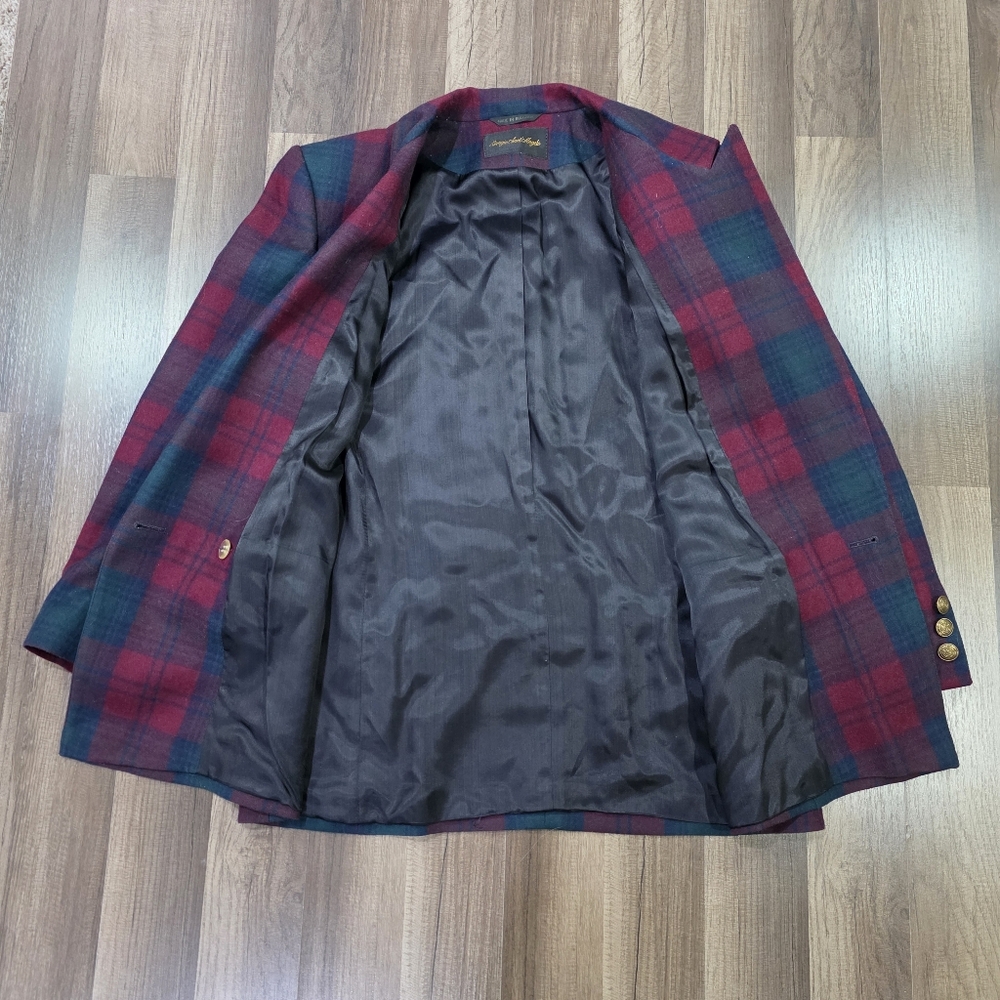 Vintage Giorgio Sant’Angelo Plaid 100% Wool Double Breasted Blazer Old Money. 10 - Picture 4 of 11